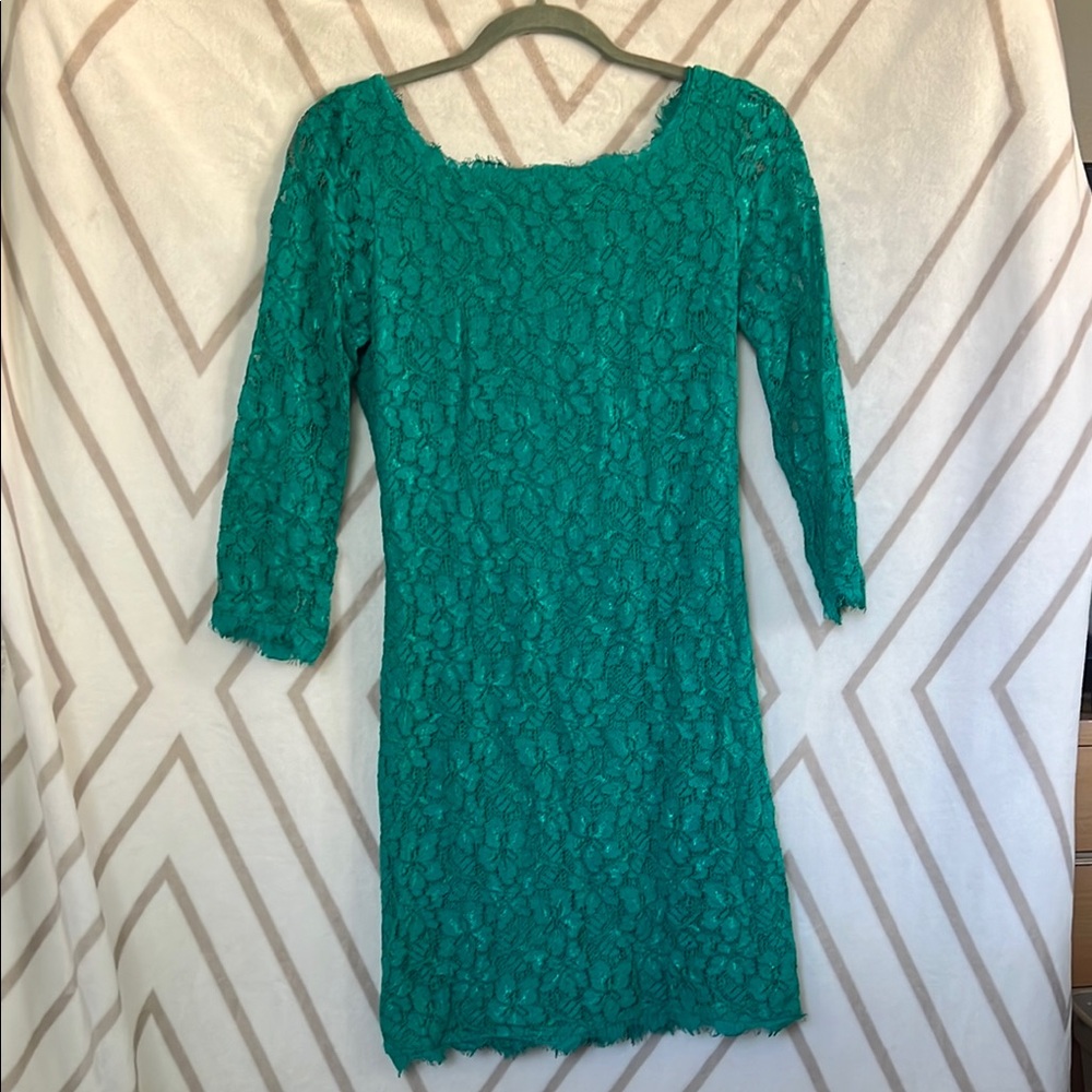 Diane Von Furstenberg Teal Lace Dress
